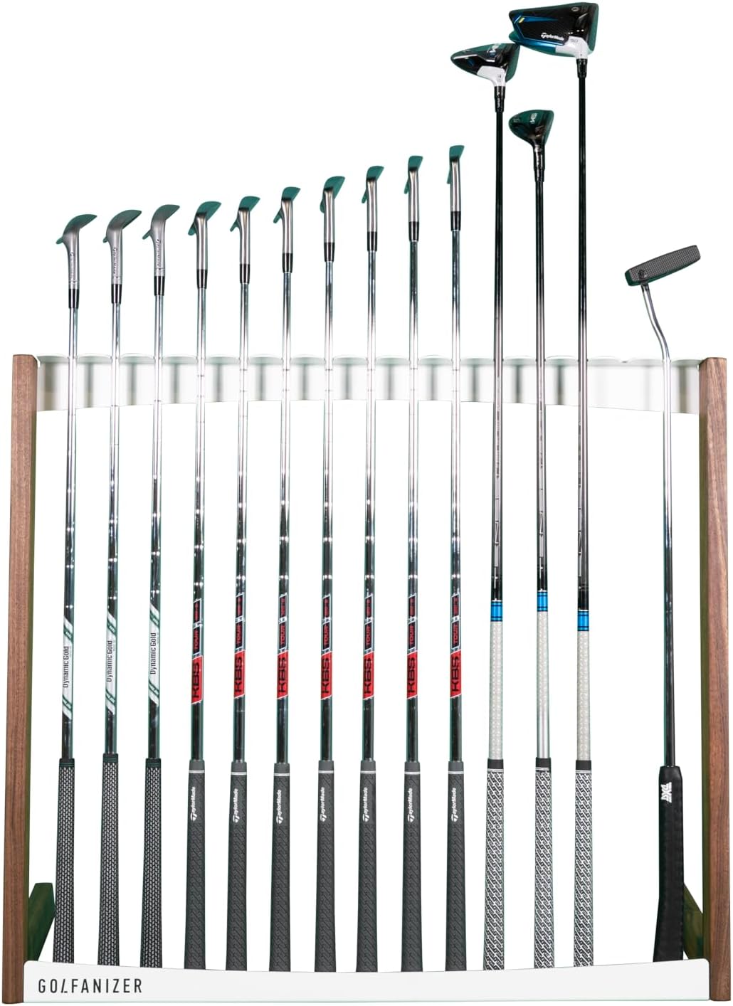 Golfanizer in NUSSBAUM weiss - Der Design Golfschlägerständer | Made in Germany